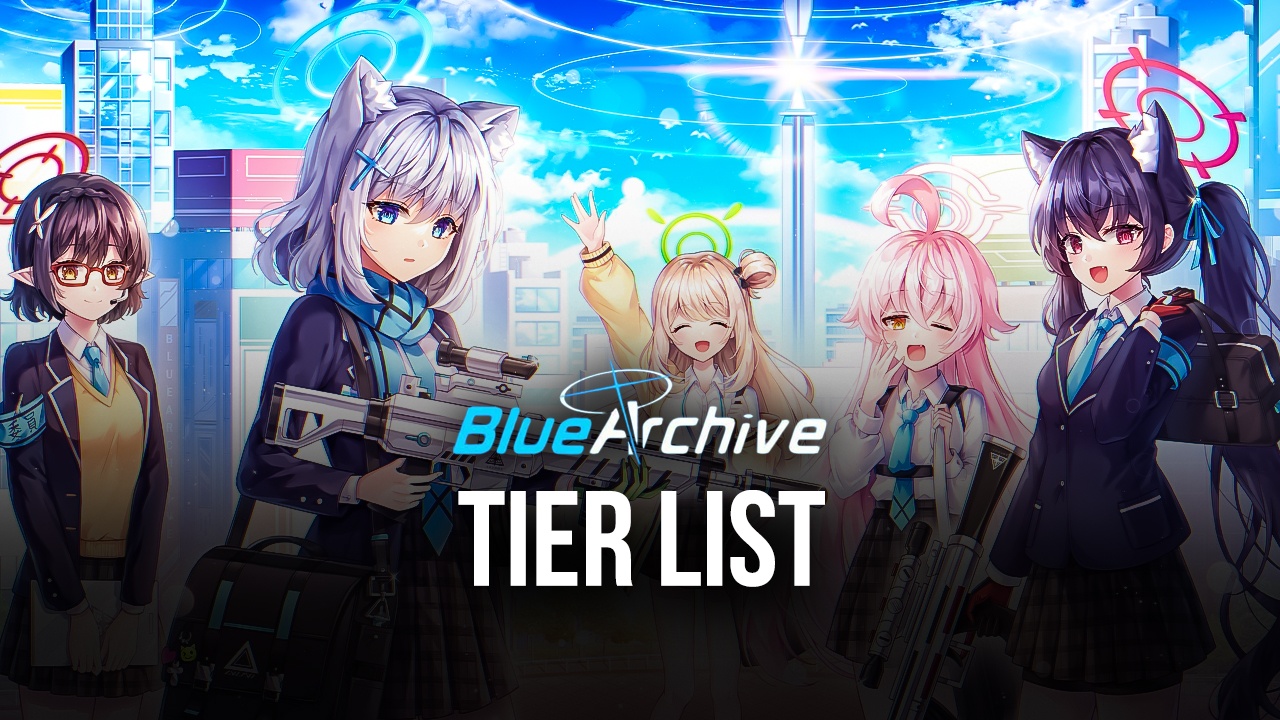 'Blue archive tier list' written, Blue archive game characters in the background